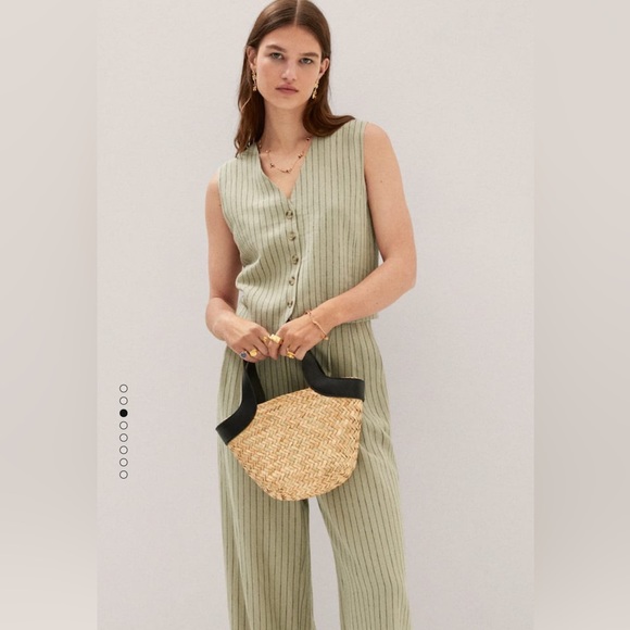 Mango pinstriped linen vest - size M - Picture 1 of 5